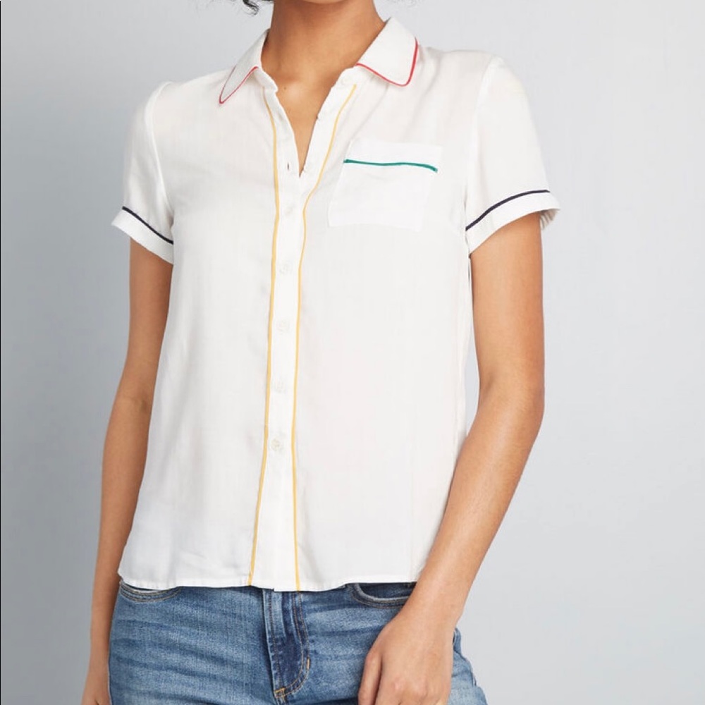 NWT White Color Stripe Button-Down